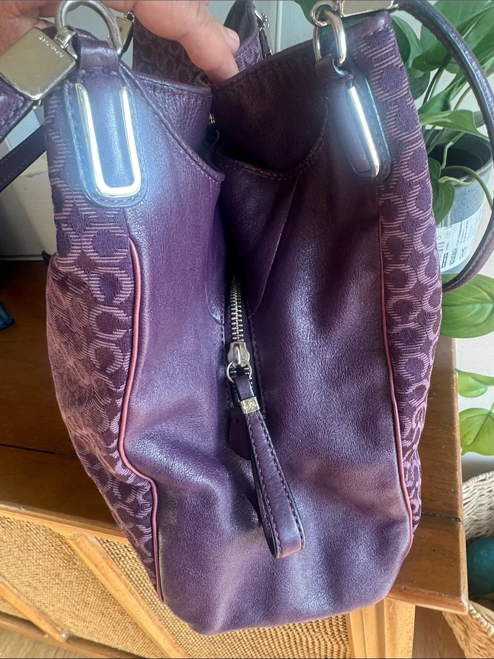 Coach Madison Phoebe Plum Signature Jacquard Shoulder Bag